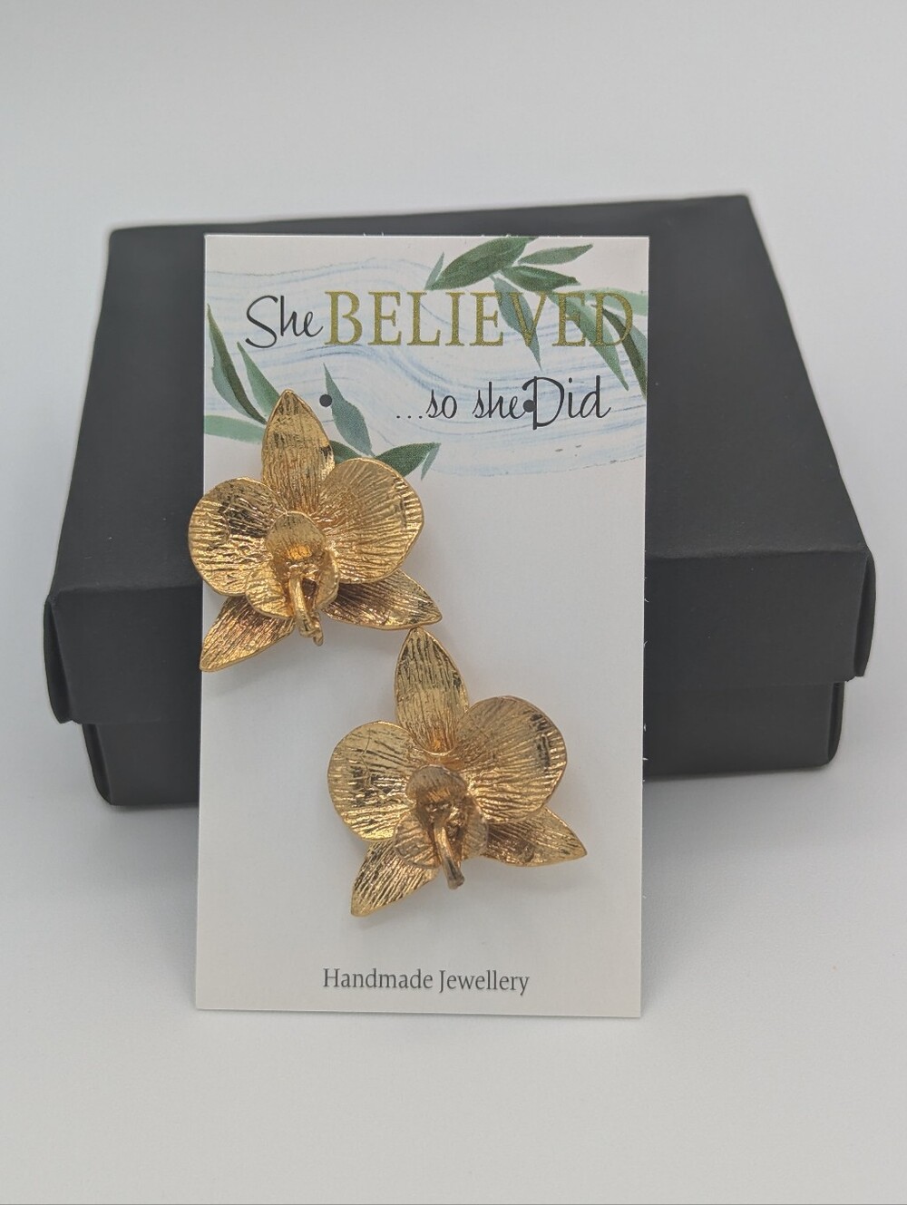 18k Gold Plated Orchid Statement Earrings